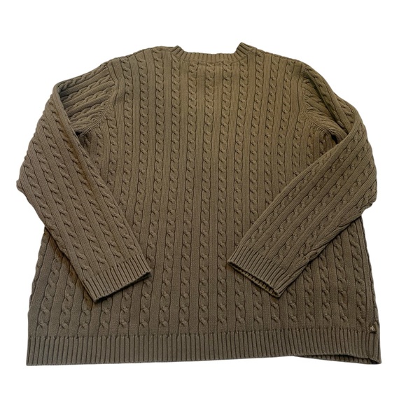 Lauren Ralph Lauren Women’s Olive Green Cable Knit V-Neck Cotton Sweater XL - Picture 5 of 8